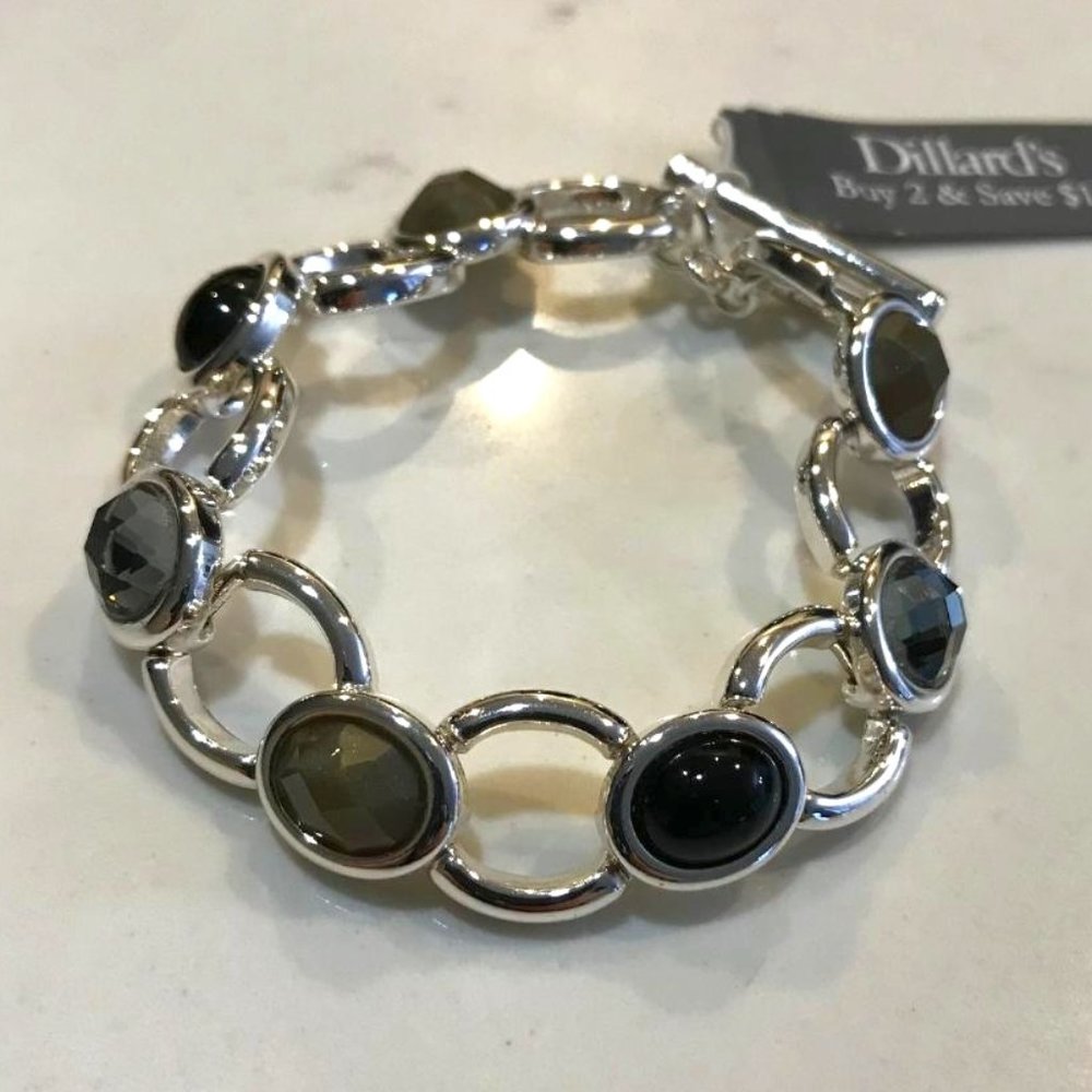Dillards Silver-Tone & Cabochon Bracelet